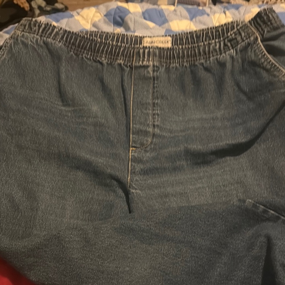 Denim Elastic Waist Pants